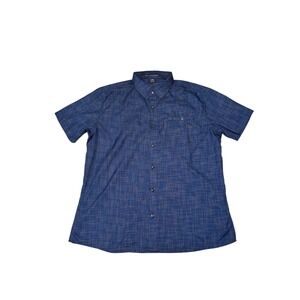 KUHL Mens Short Sleeve Button Up Shirt Blue Plaid Size Large Outdoor Casual